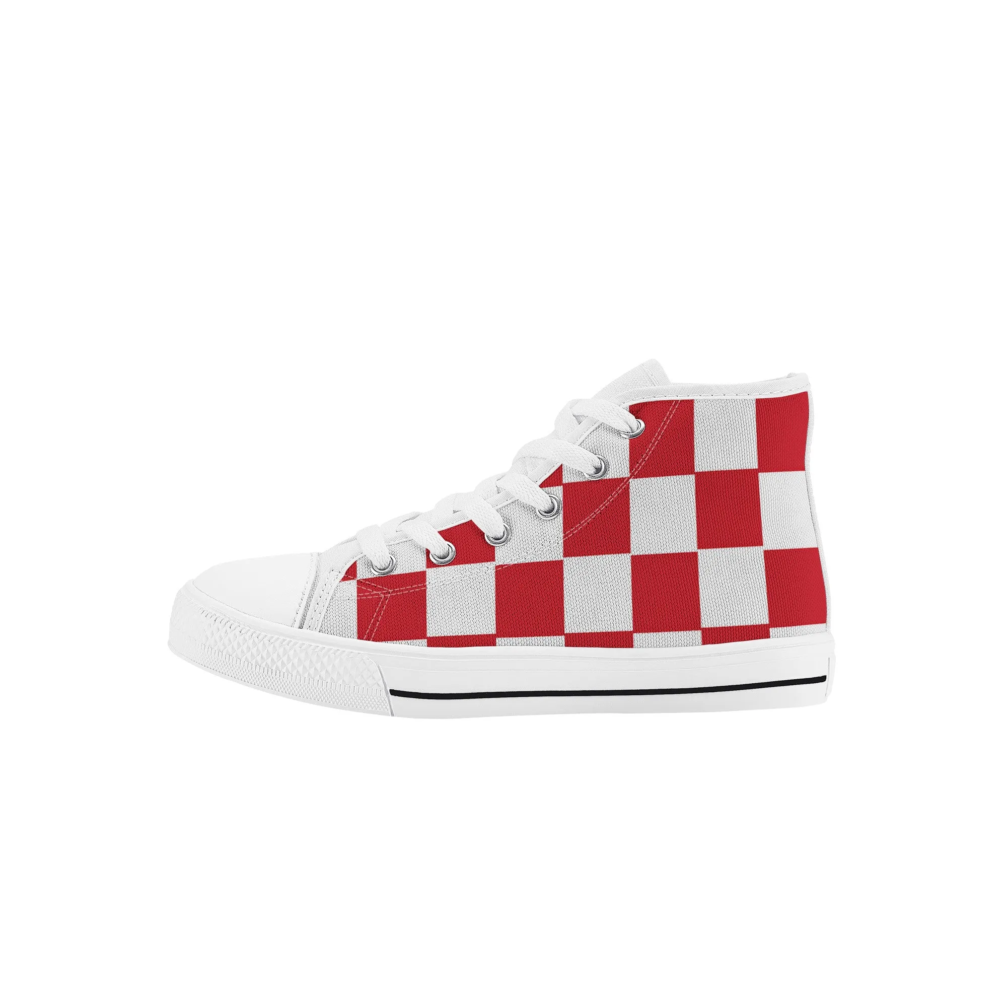 Kids High Top Sneakers - Red Checkers