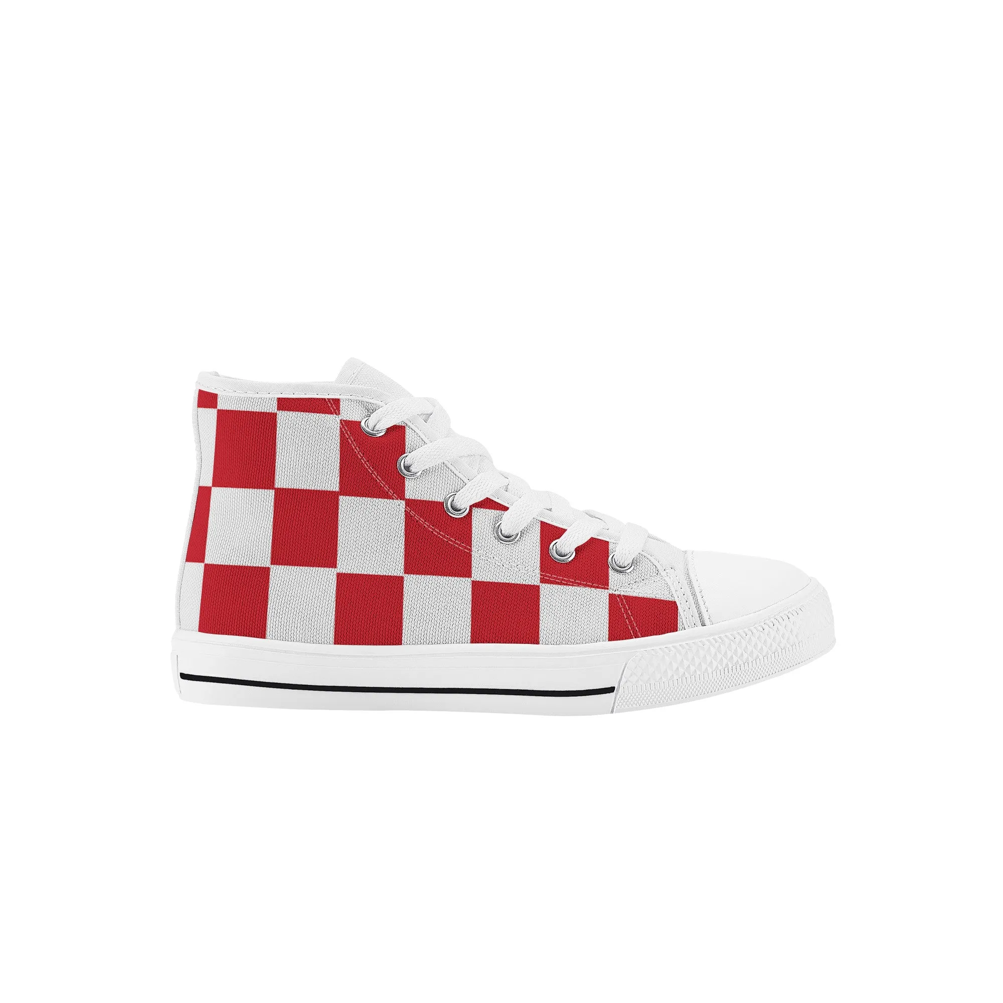 Kids High Top Sneakers - Red Checkers