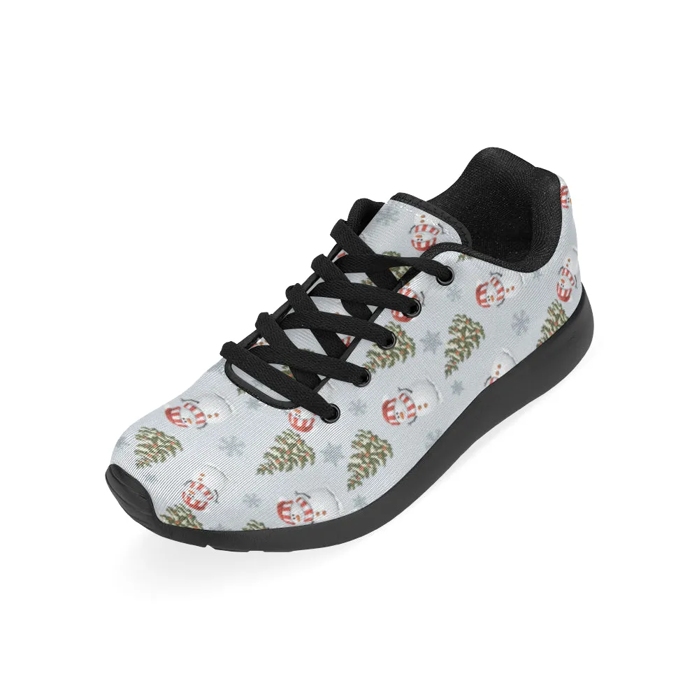 Kid's Snowman Christmas Print Canvas Sneakers (Black)