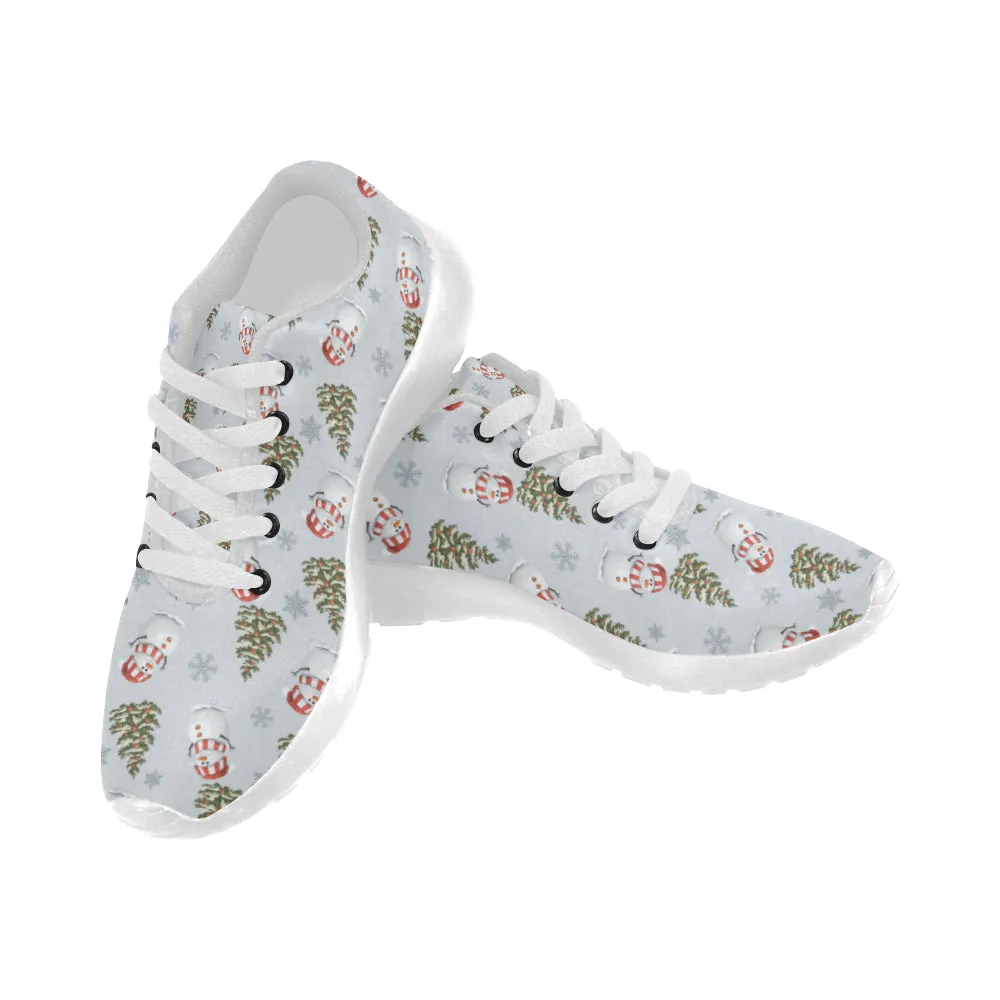 Kid's Snowman Christmas Print Canvas Sneakers (White)