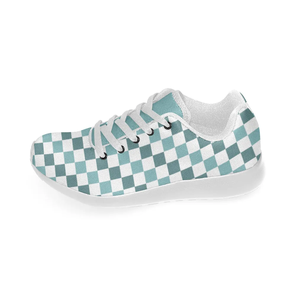 Kids's Green Checkers Print Canvas Sneakers