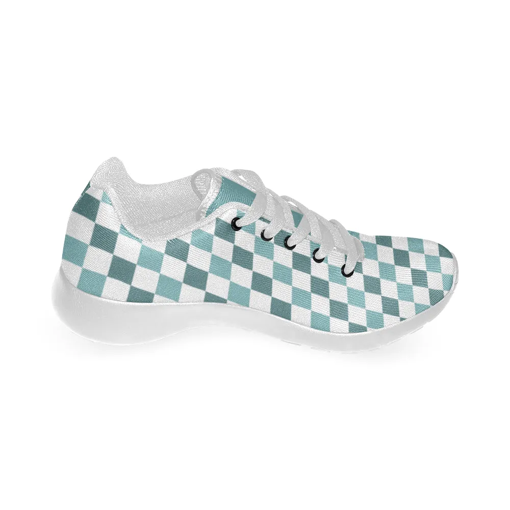 Kids's Green Checkers Print Canvas Sneakers