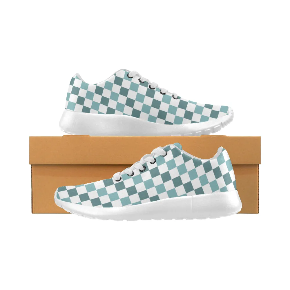 Kids's Green Checkers Print Canvas Sneakers