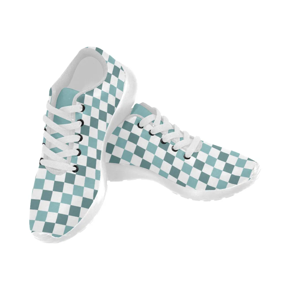 Kids's Green Checkers Print Canvas Sneakers