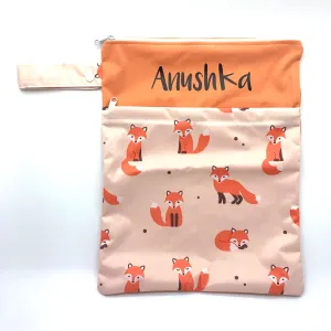 Large Wetbag (Strip) - Orange Cute Fox