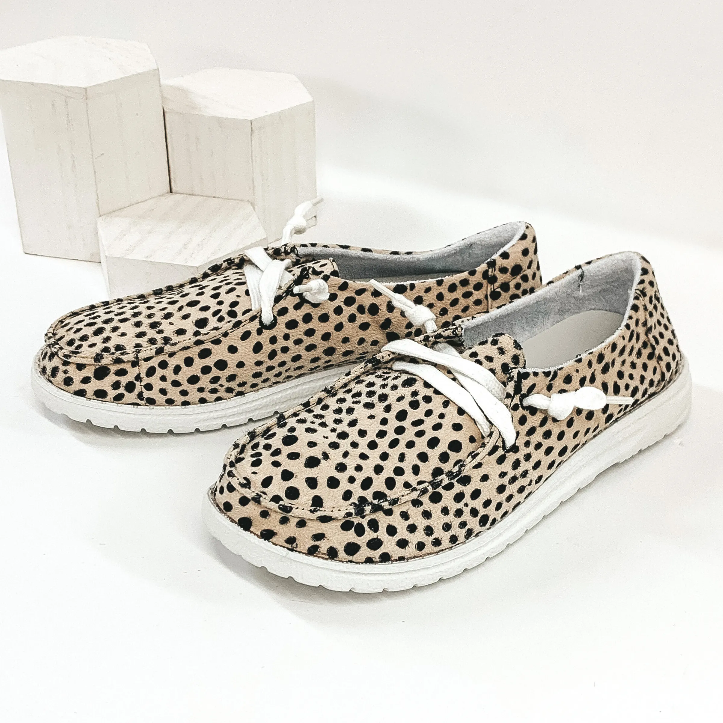 Last Chance Size 6 & 8 | Very G | Have To Run Slip On Loafers with Laces in Dotted Cream