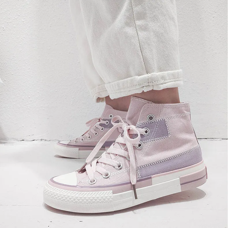 Lavender Harajuku High Top Cut Canvas Shoe