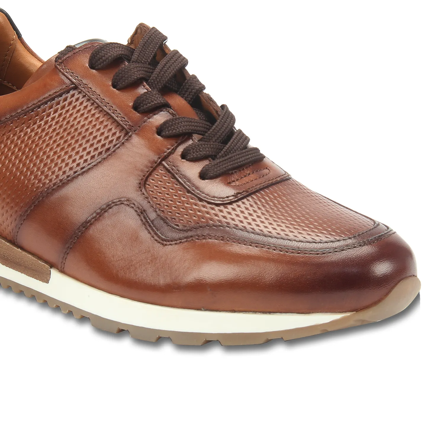 Leather textured lace-up shoes for men