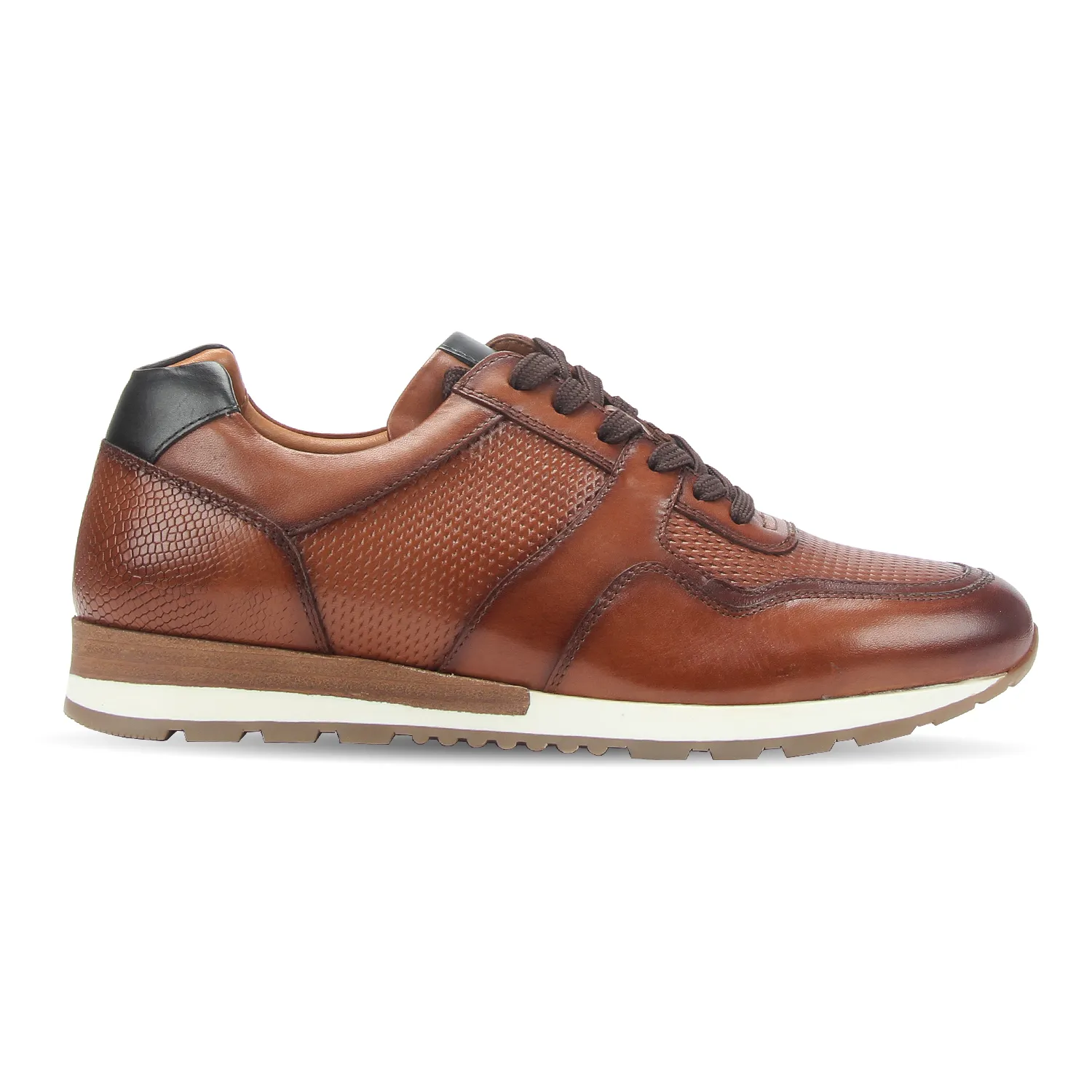 Leather textured lace-up shoes for men