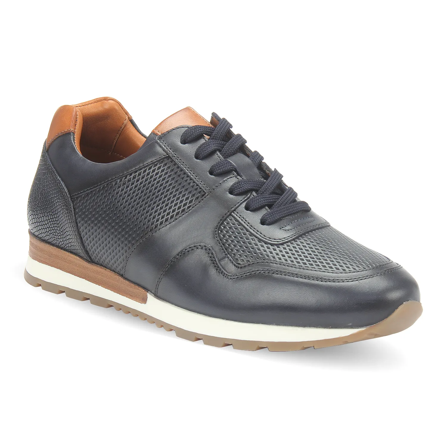 Leather textured lace-up shoes for men