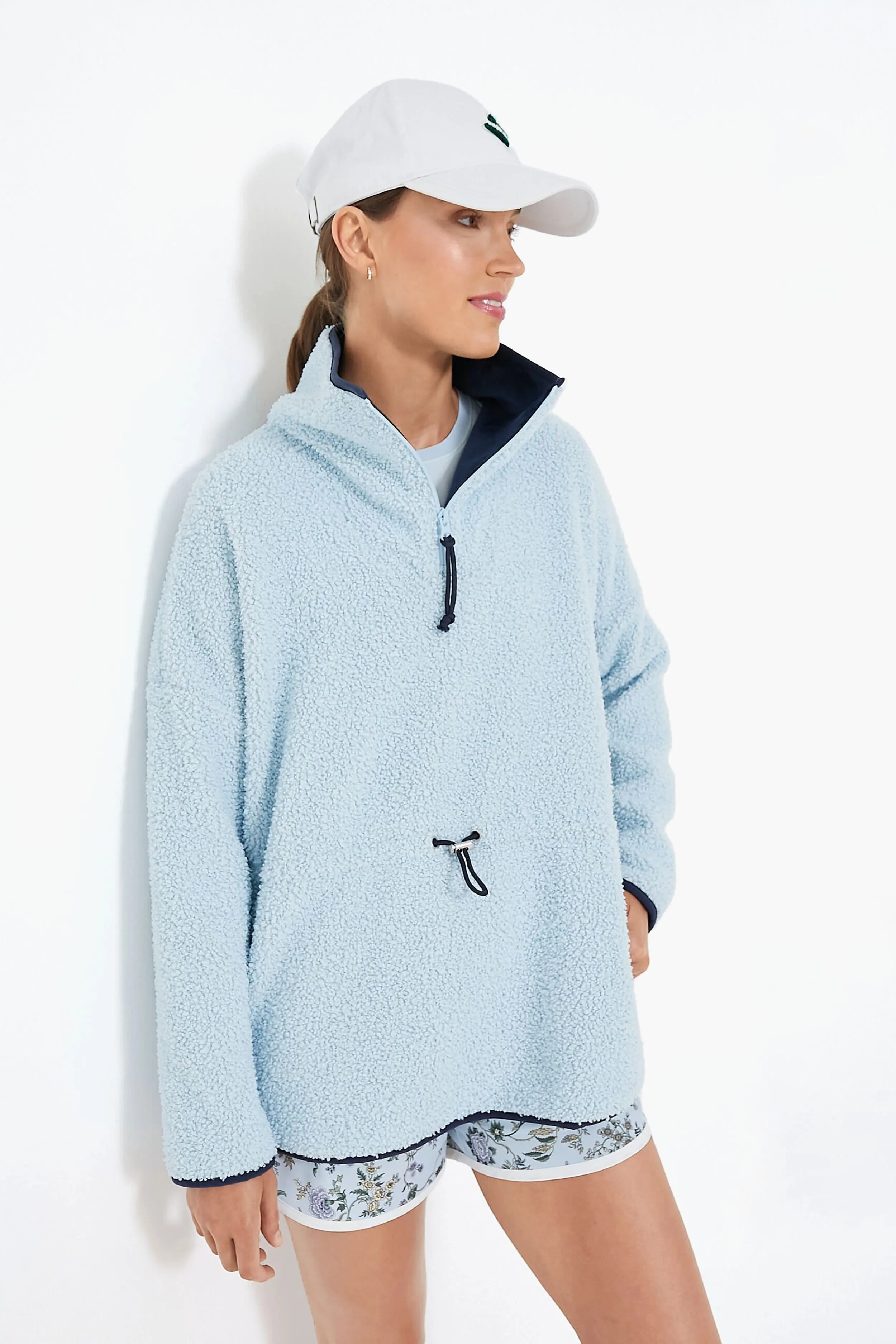 Light Blue Cinched Teddy Natalie Quarter Zip