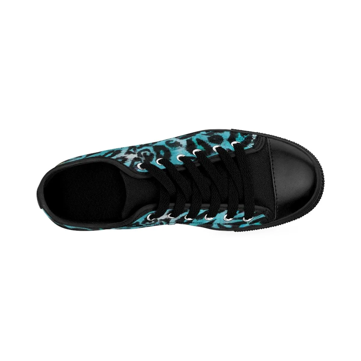 Light Blue Leopard Men's Shoes, Animal Print Premium Low Top Canvas Sneakers Tennis Shoes