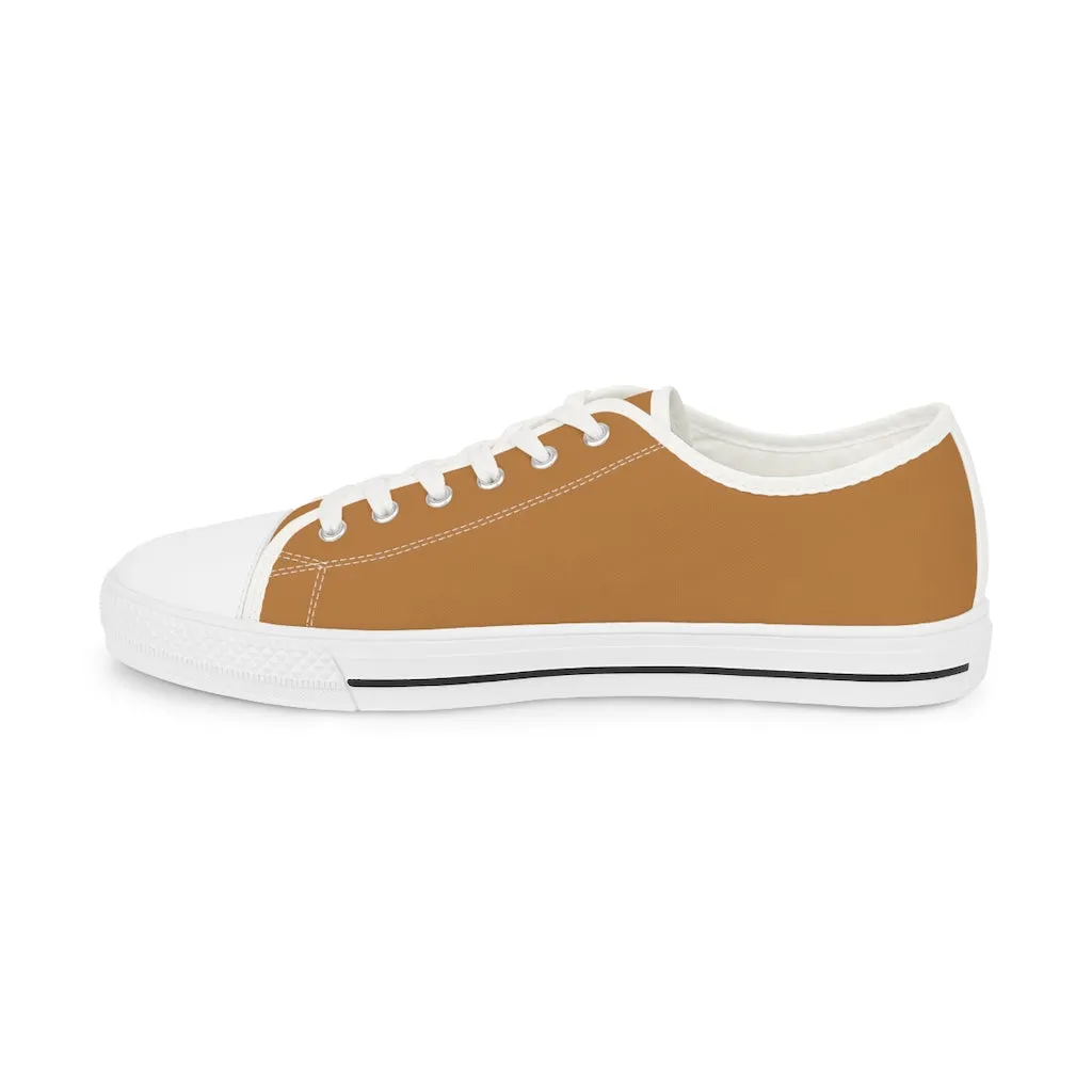 Light Brown Color Men's Sneakers, Best Solid Brown Color Men's Low Top Sneakers Running Canvas Shoes