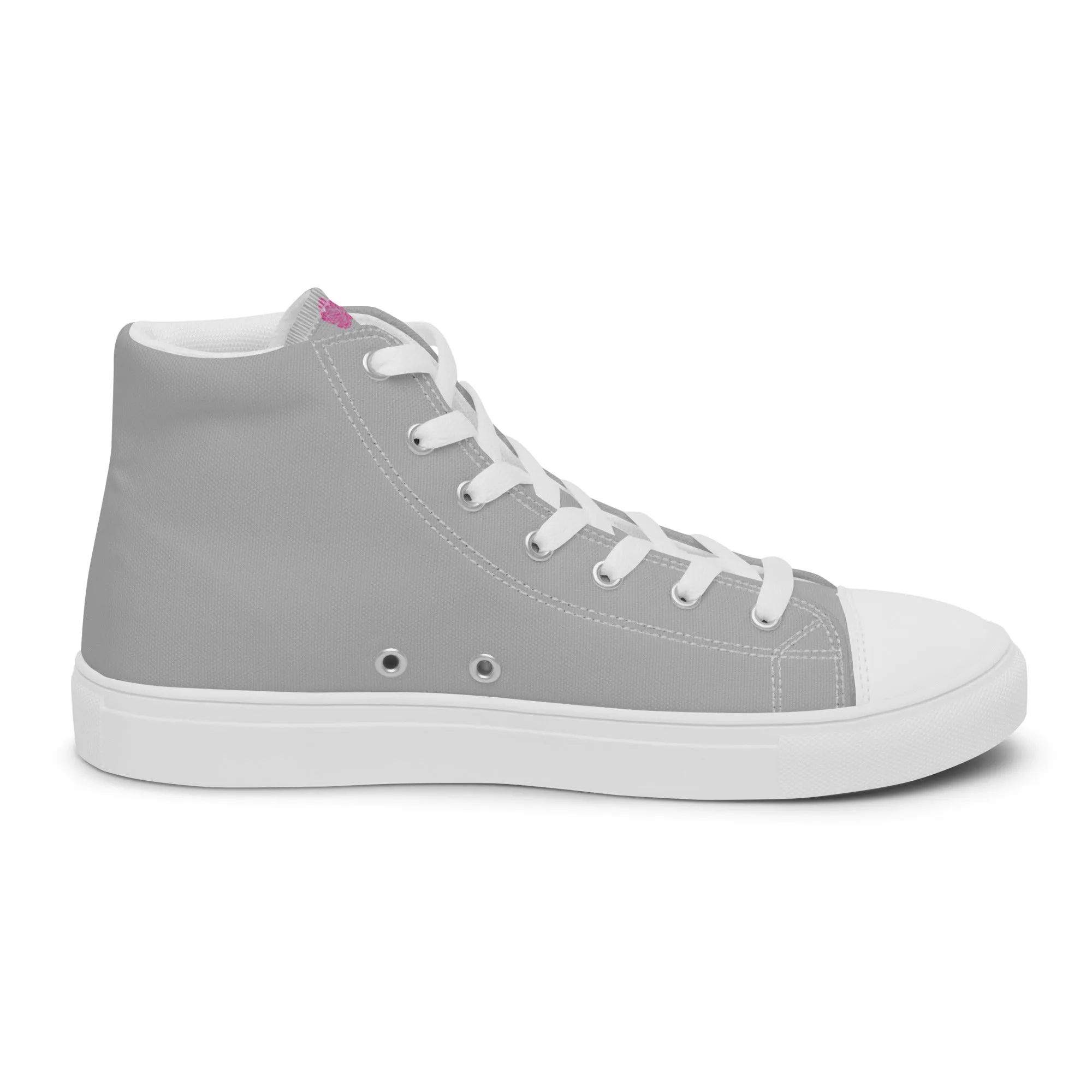 Light Grey Color Men's High Tops, Solid Light Grey Color Men’s High Top Canvas Sneaker Shoes (US Size: 5-13)