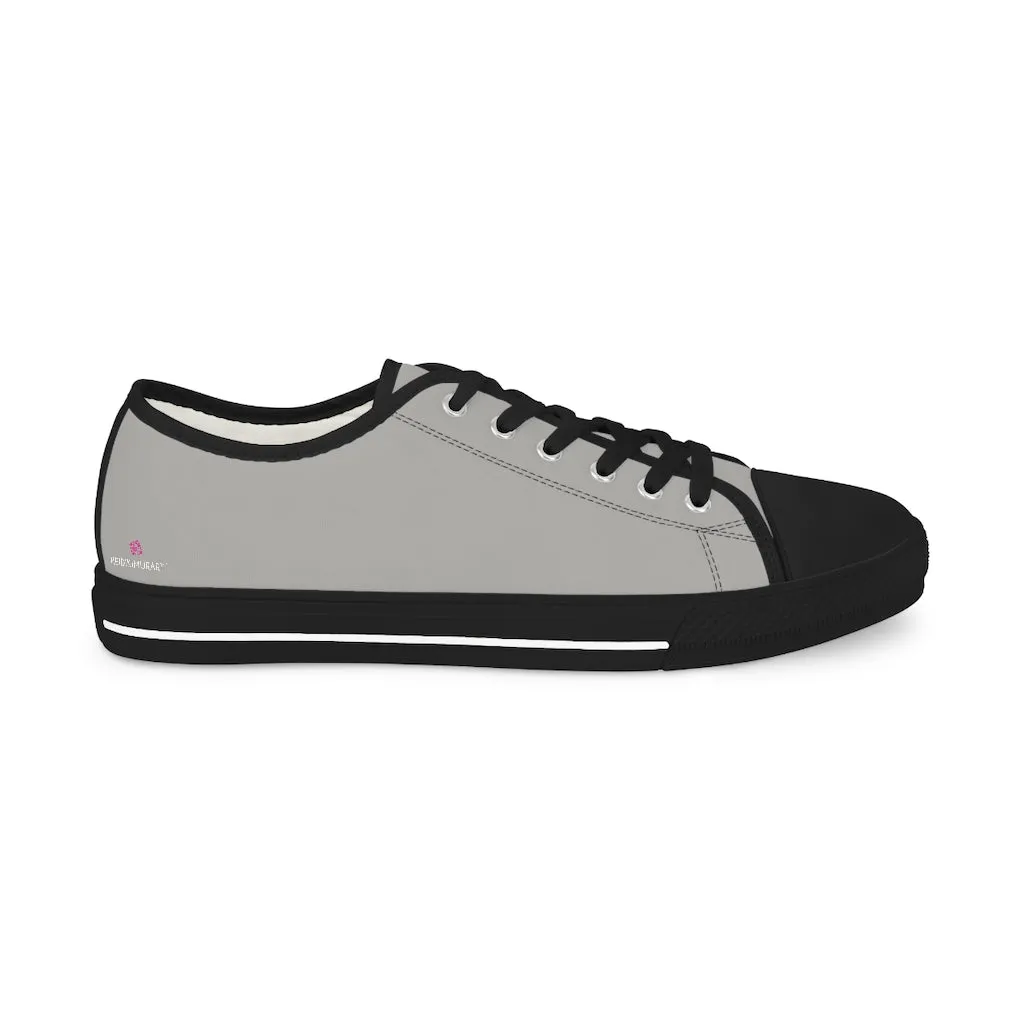 Light Grey Color Men's Sneakers, Best Solid Grey Color Men's Low Top Sneakers Running Canvas Shoes