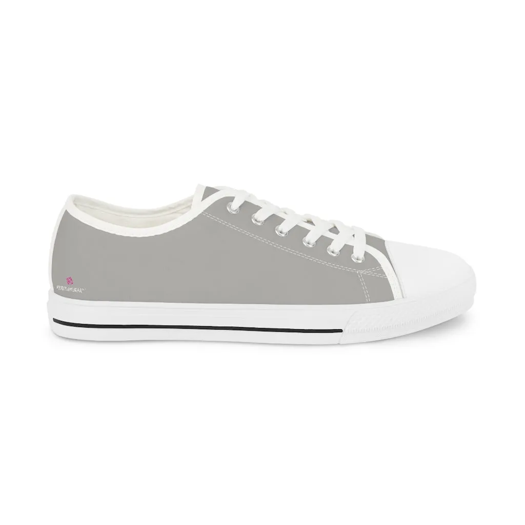 Light Grey Color Men's Sneakers, Best Solid Grey Color Men's Low Top Sneakers Running Canvas Shoes