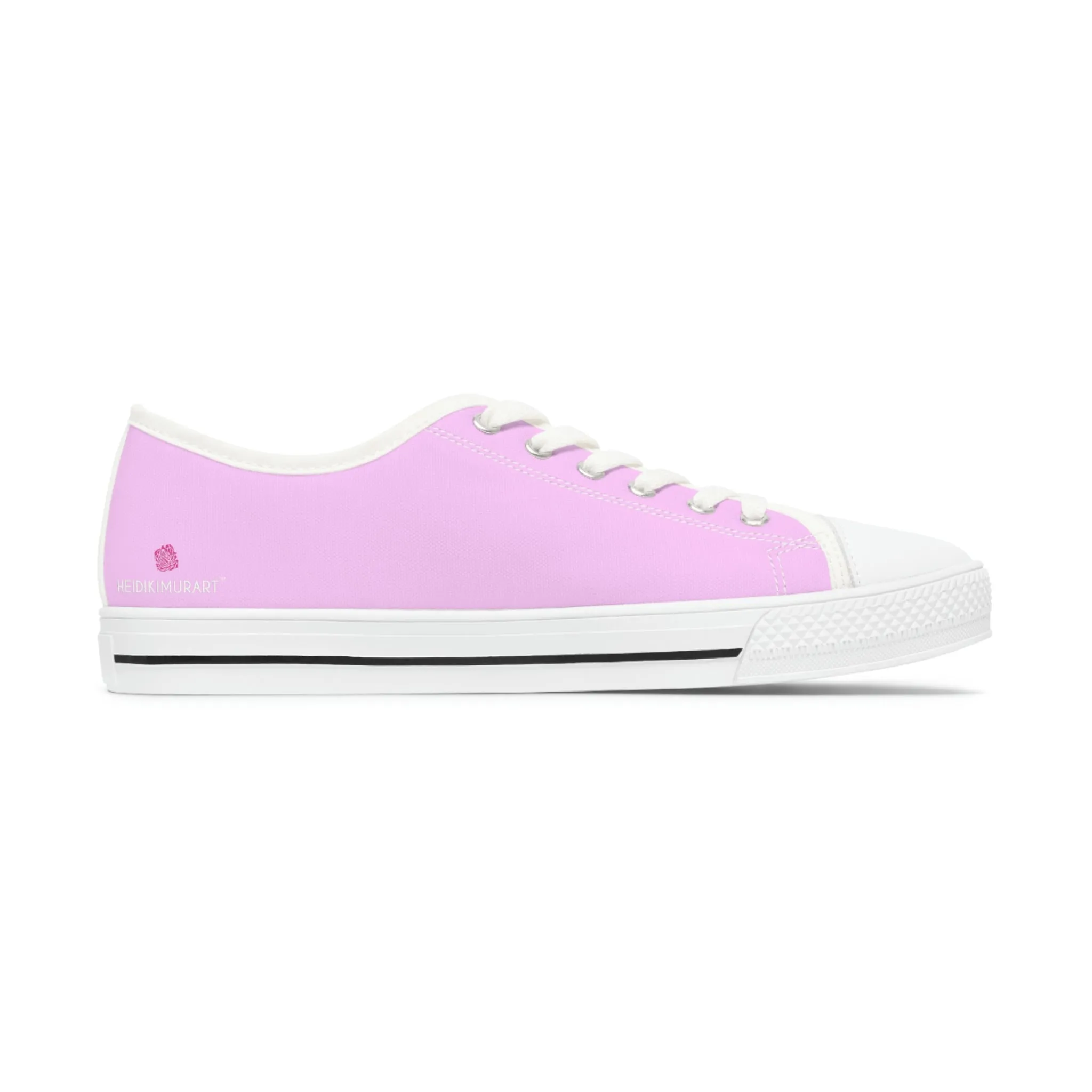 Light Pink Color Ladies' Sneakers, Pink Solid Color Best Designer Women's Low Top Sneakers  (US Size: 5.5-12)