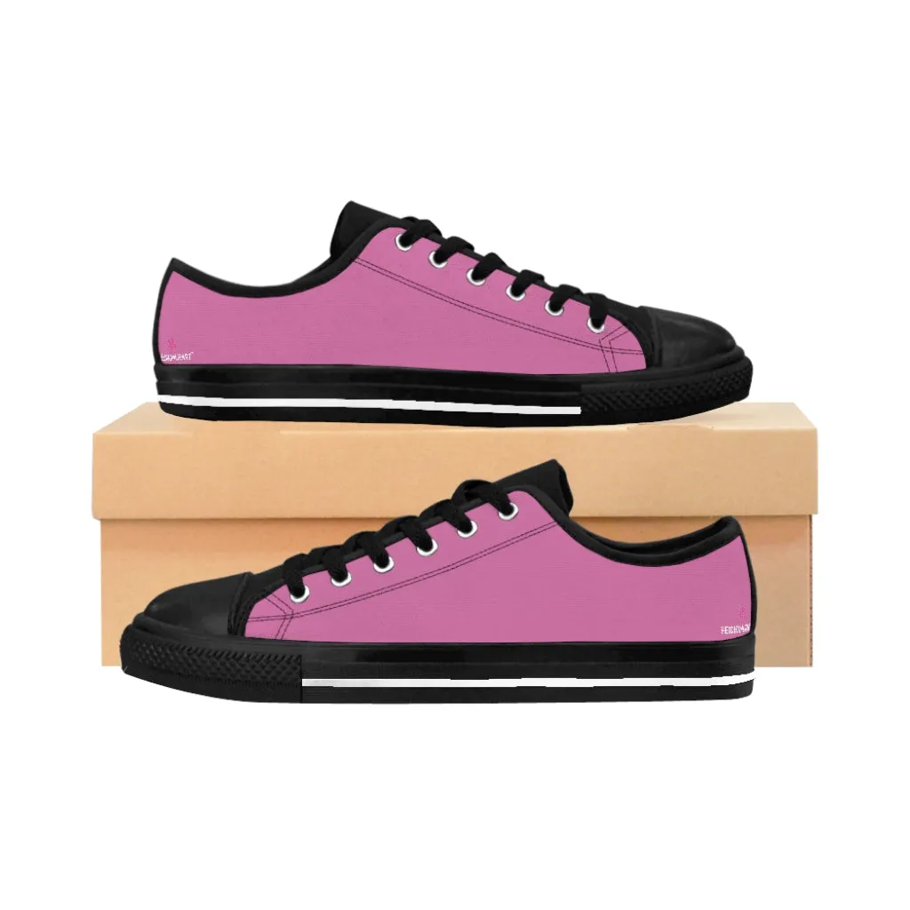 Light Pink Color Women's Sneakers, Pink Lightweight Low Tops Tennis Running Casual Shoes  For Women