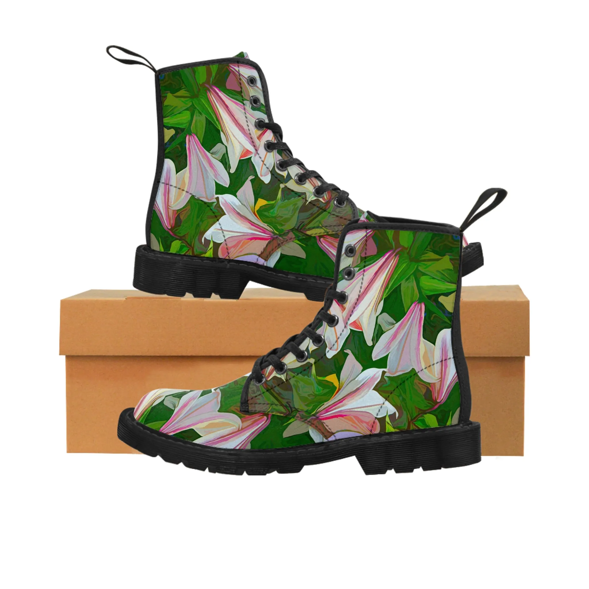 Lilly Garden Spectacular Canvas Art Boots