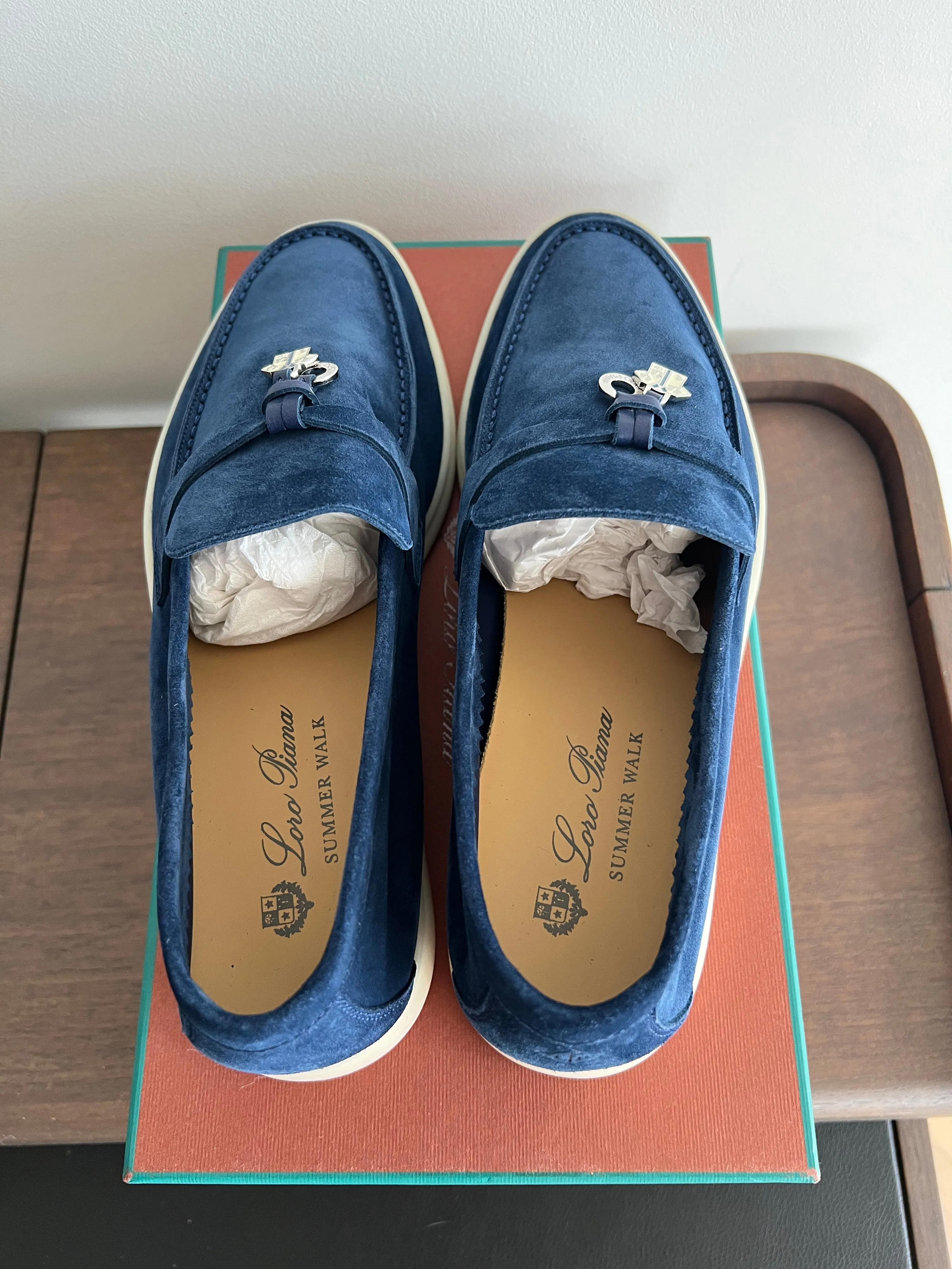 Loro Piana Summer Charms Walk Loafers (Anemone Blue)