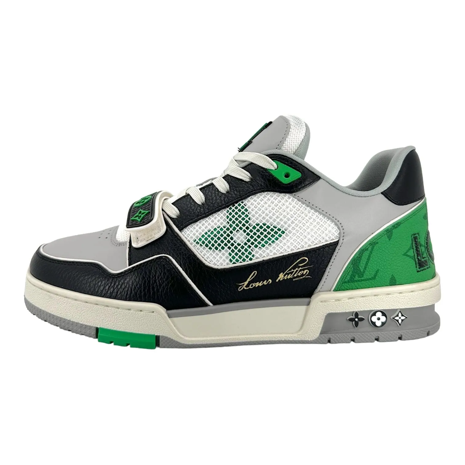 Louis Vuitton LV Trainer Strap Black Green Mesh Pre-Owned