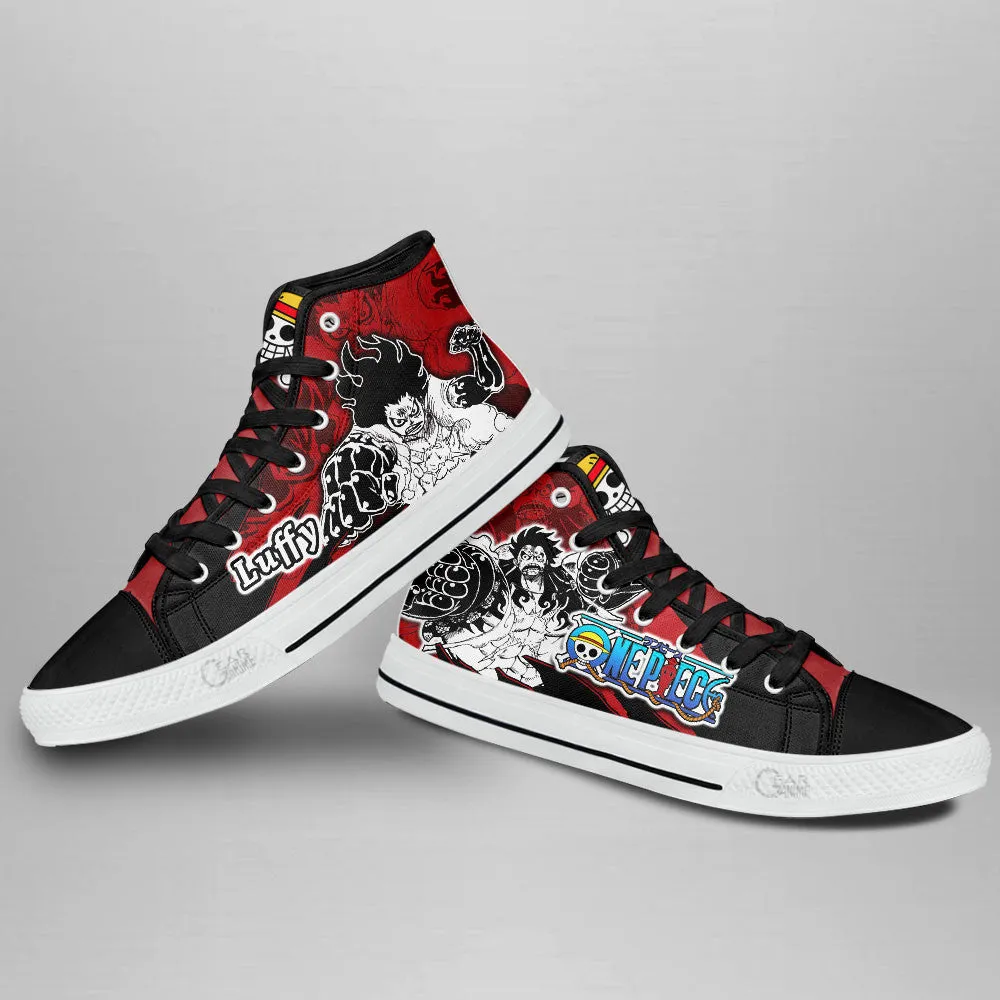 Luffy Gear 4 High Top Shoes OP Custom Anime Sneakers Mix Manga