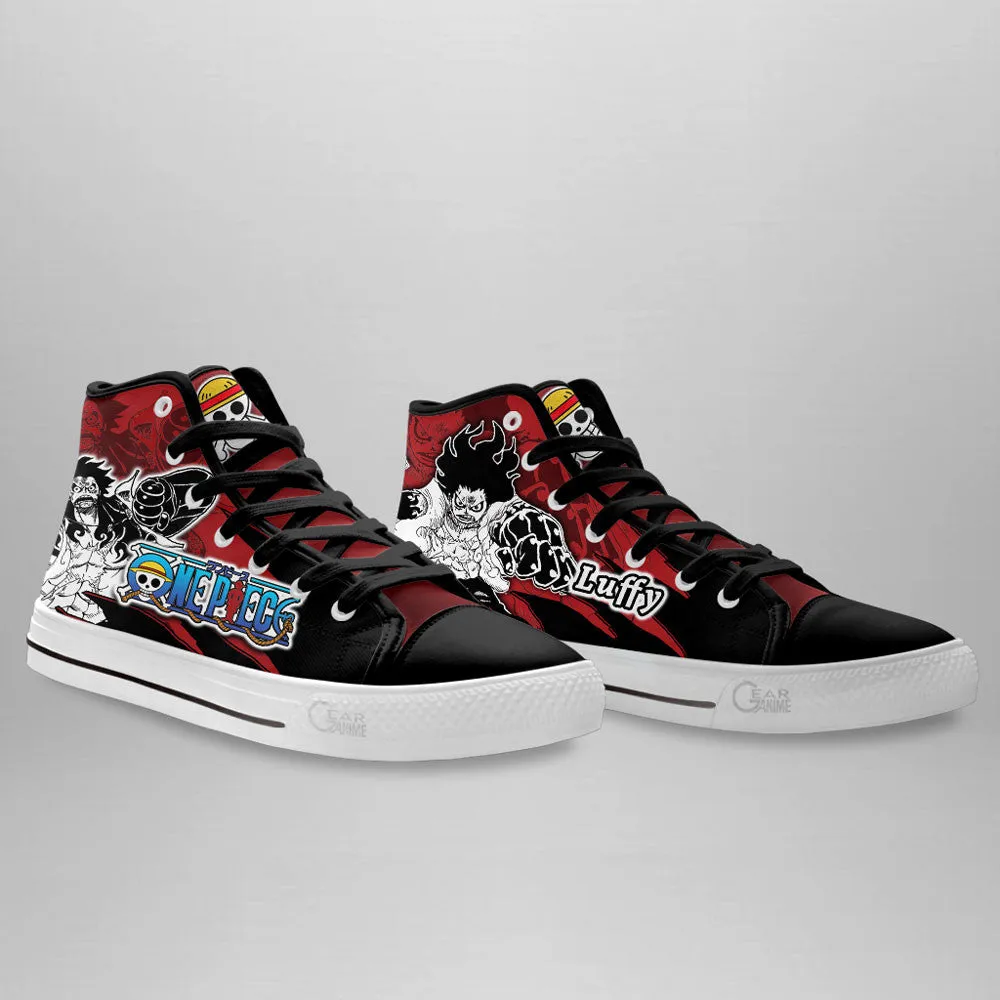 Luffy Gear 4 High Top Shoes OP Custom Anime Sneakers Mix Manga