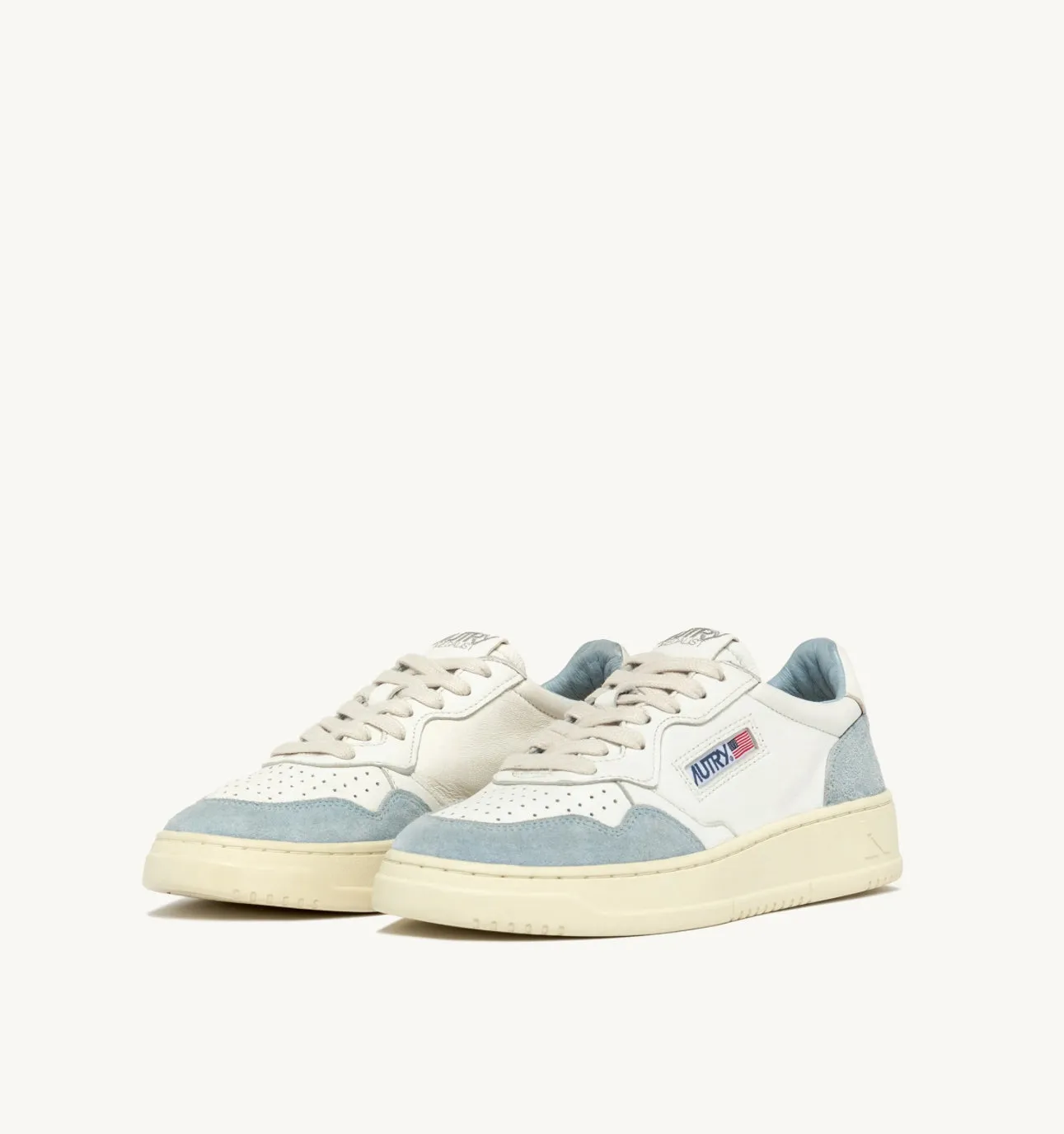 Medalist Low Top Trainers in Goat/ White Suede/ Portofino