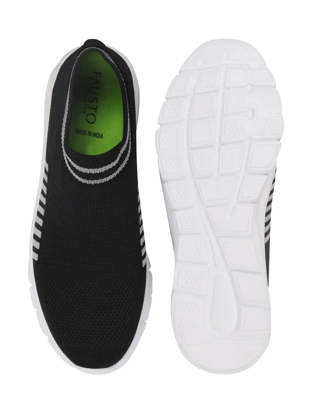 Men Black Sports & Outdoor Slip On Walking Shoes