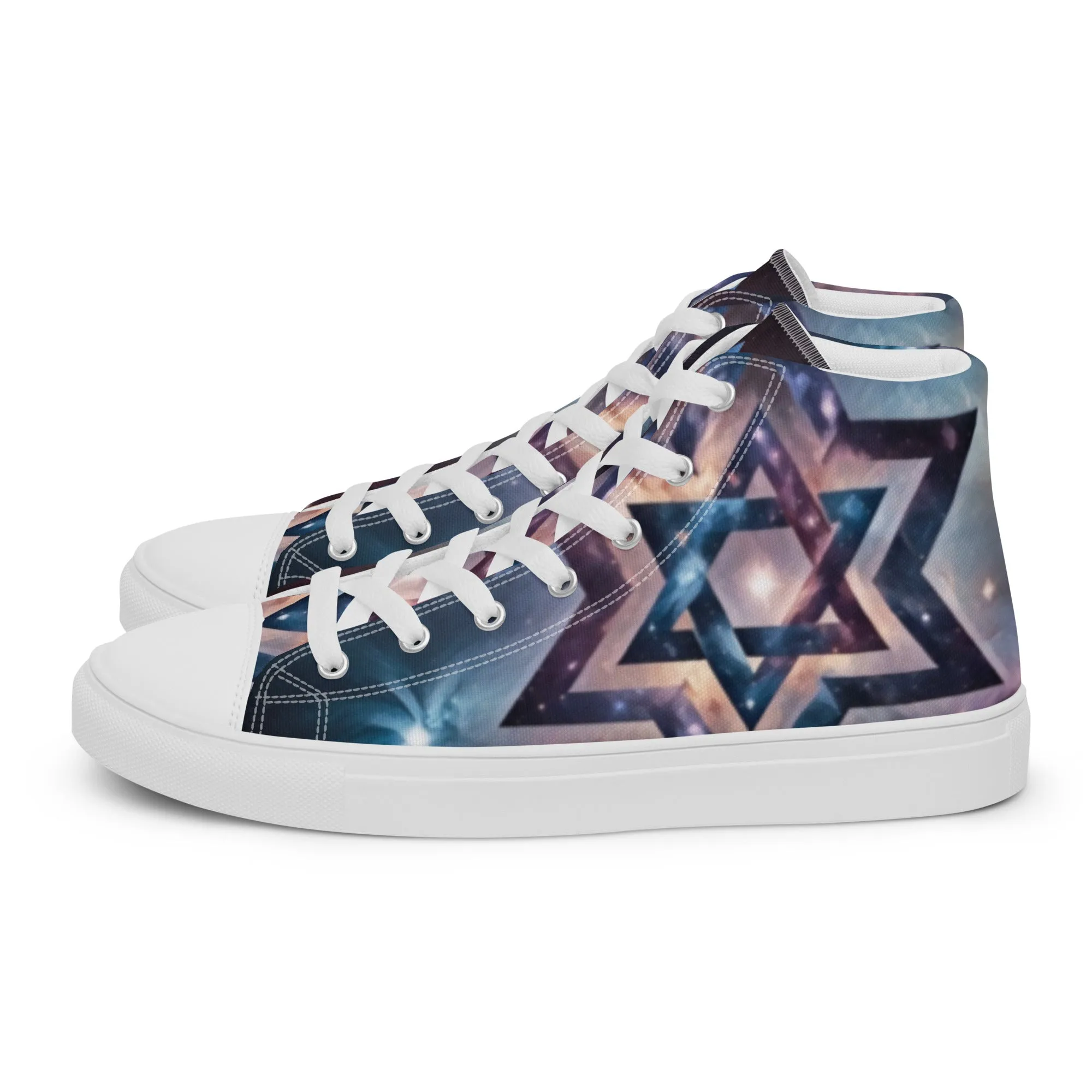 Men's High Top Canvas Shoes - Cosmic Star of David Magen David