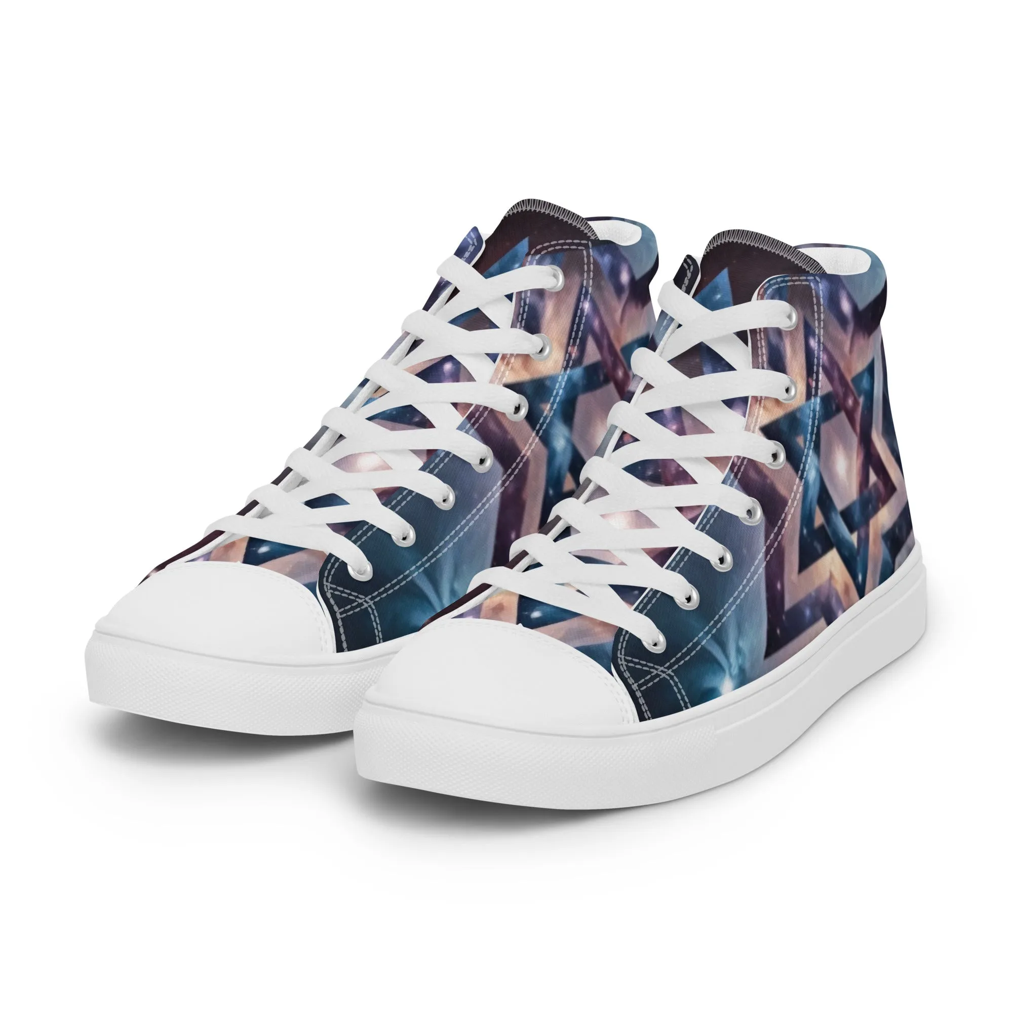 Men's High Top Canvas Shoes - Cosmic Star of David Magen David