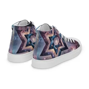 Men's High Top Canvas Shoes - Cosmic Star of David Magen David