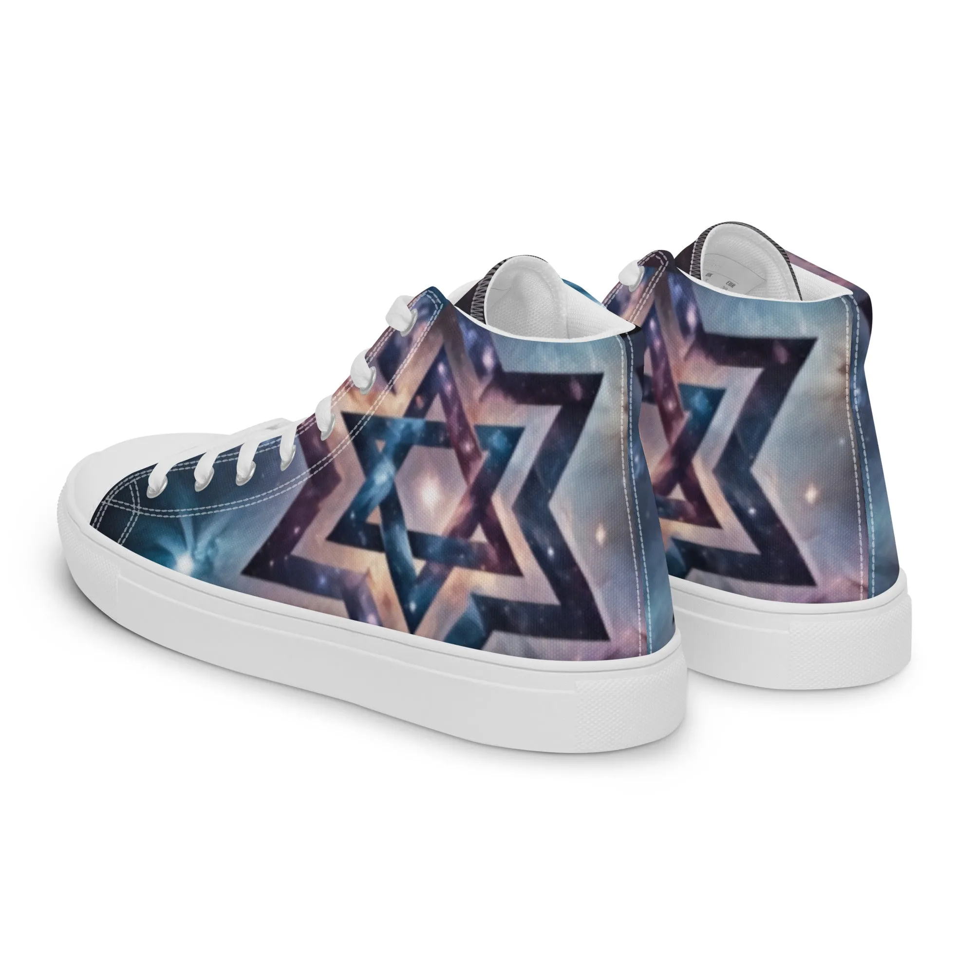 Men's High Top Canvas Shoes - Cosmic Star of David Magen David