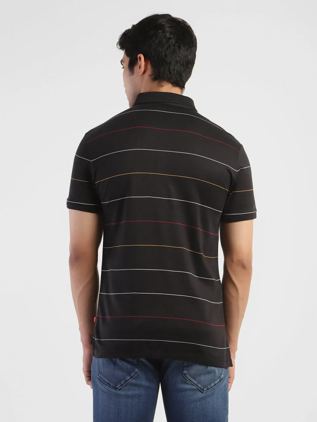 Men's Striped Polo T-shirt Black