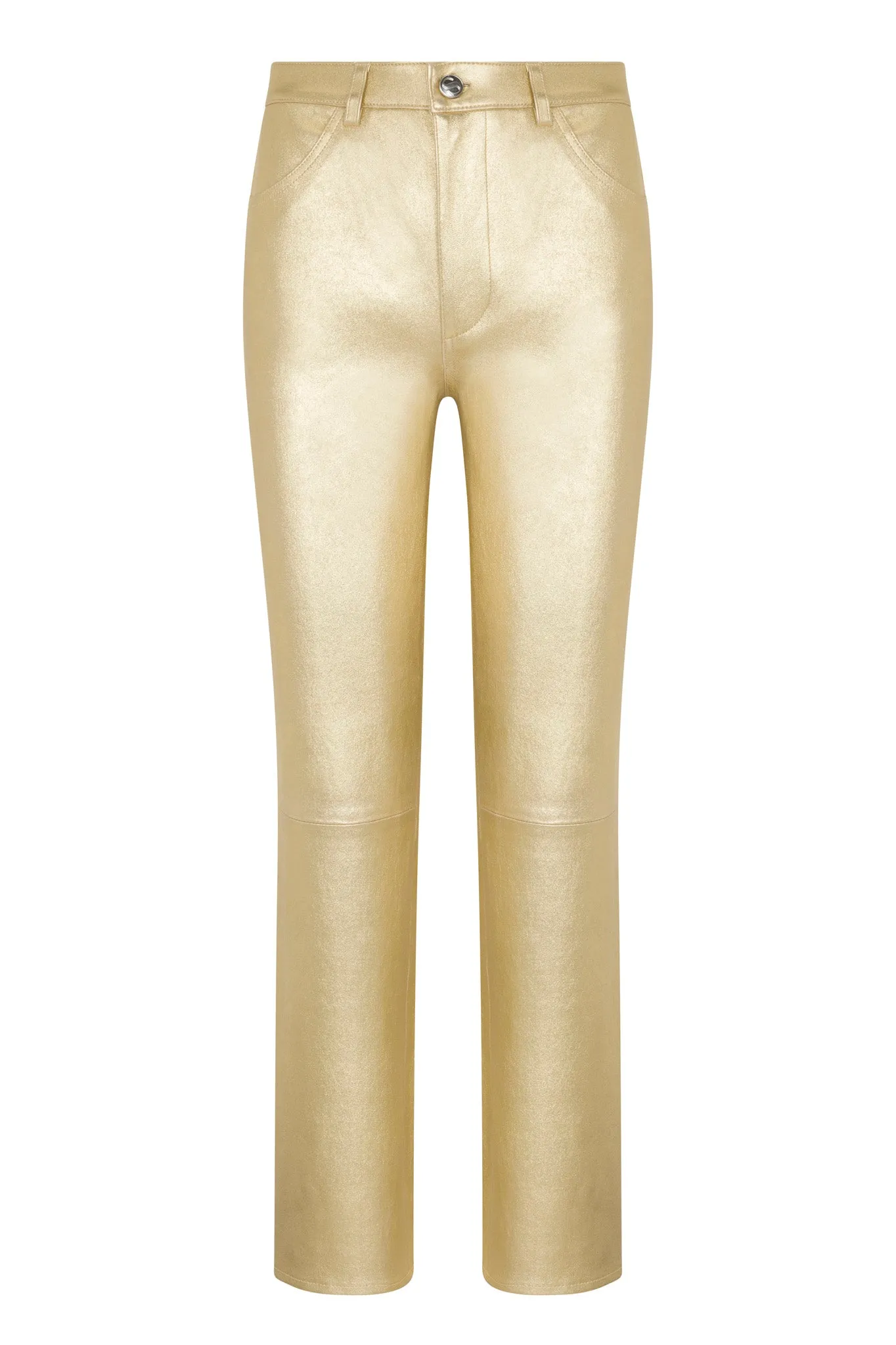 Metallic Gold Leather Slim Straight