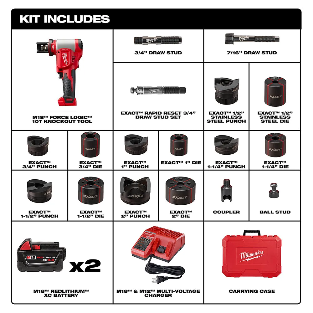 Milwaukee 2677-21 M18 FORCE LOGIC 6T Knockout Tool 1/2" - 2" Kit