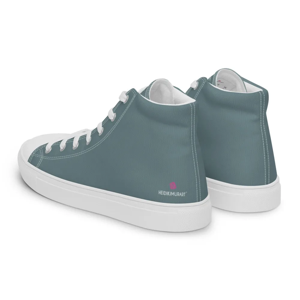 Mint Green Men's High Tops, Solid Pale Greyish Green Color Men’s High Top Canvas Sneaker Shoes (US Size: 5-13)