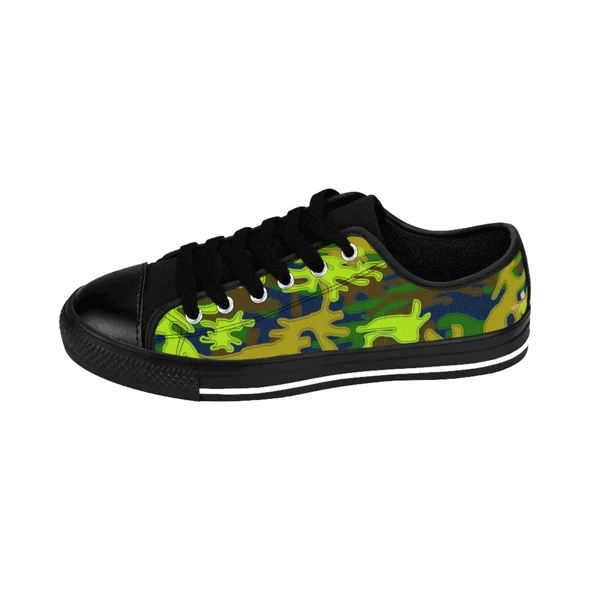 Navy Blue Camo Men's Low Tops, Green Camouflage Military Print Premium Men's Low Top Canvas Sneakers