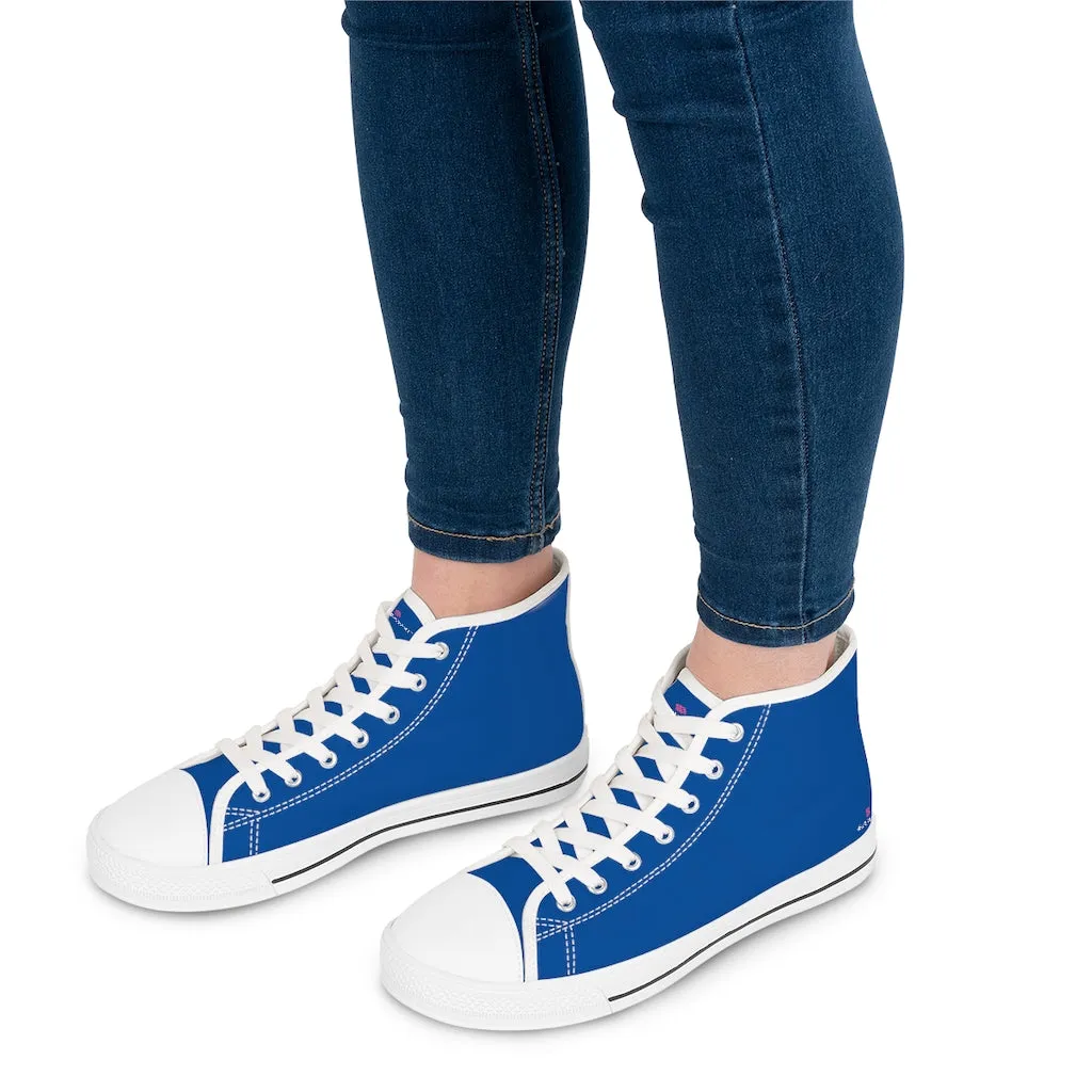 Navy Blue Ladies' High Tops, Solid Color Best Women's High Top Fashion Canvas Tennis Shoes Sneakers