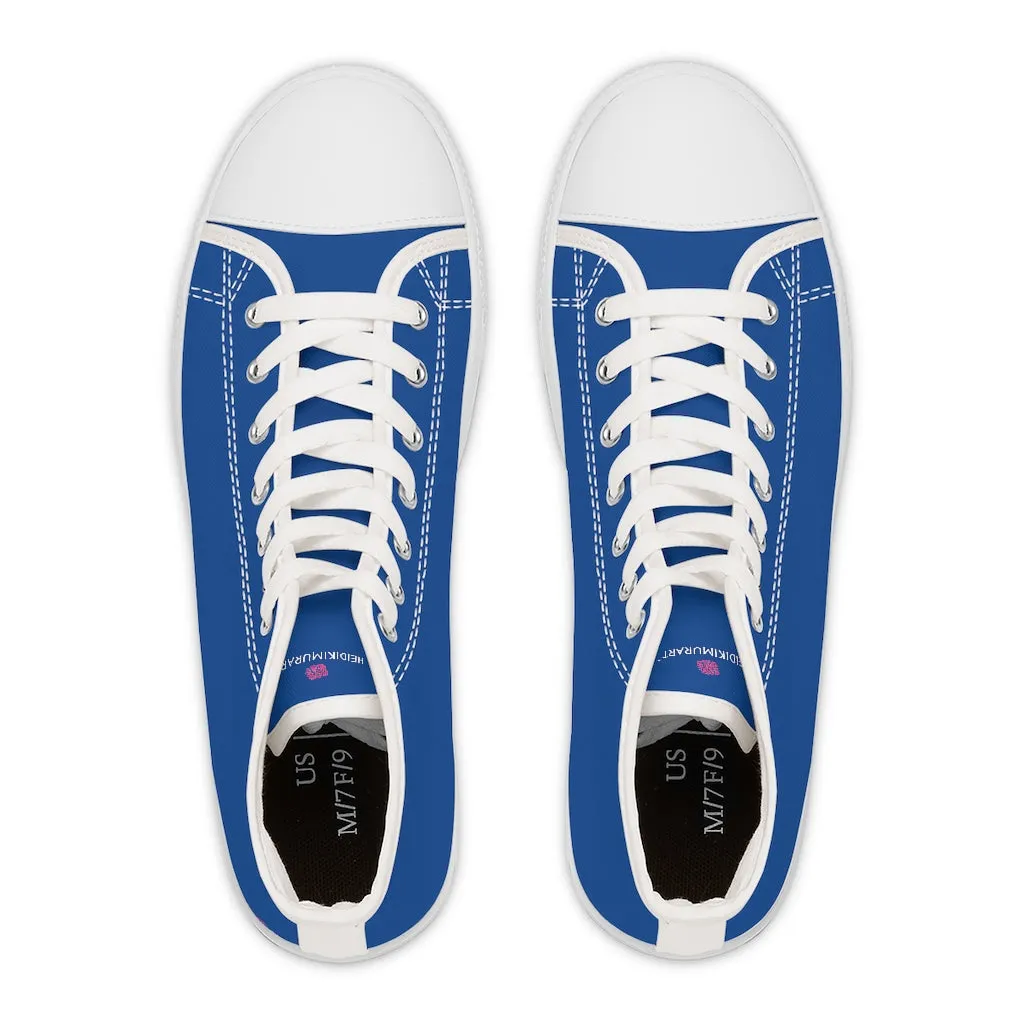 Navy Blue Ladies' High Tops, Solid Color Best Women's High Top Fashion Canvas Tennis Shoes Sneakers