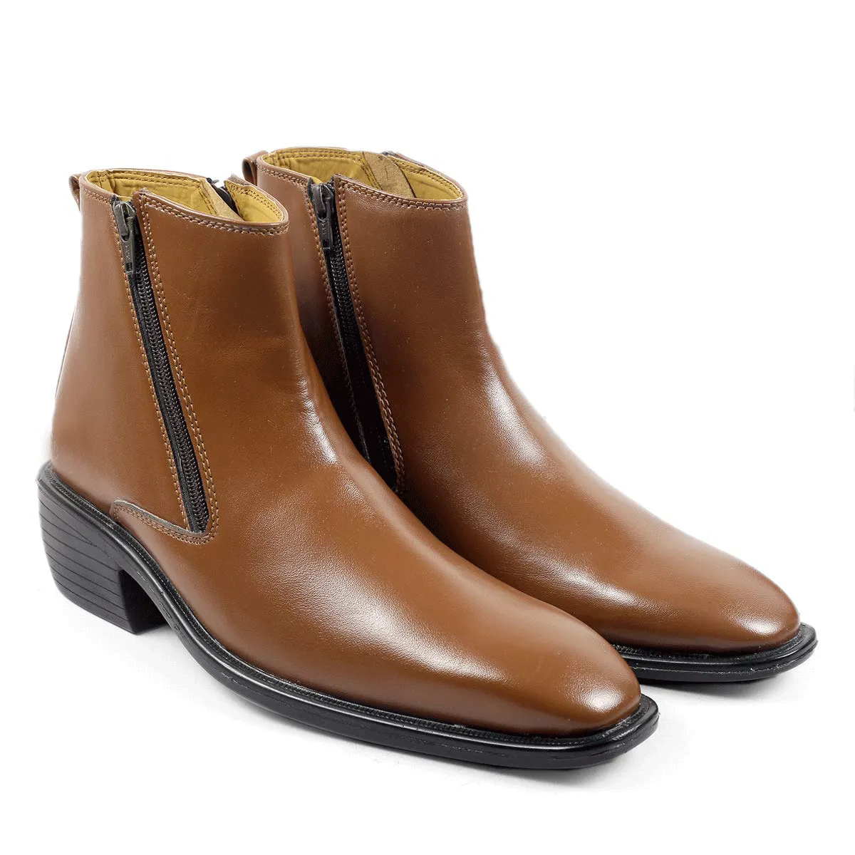 New Arrival Tan Casual Formal Zipper Ankle Boots For Men-JonasParamount