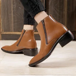 New Arrival Tan Casual Formal Zipper Ankle Boots For Men-JonasParamount