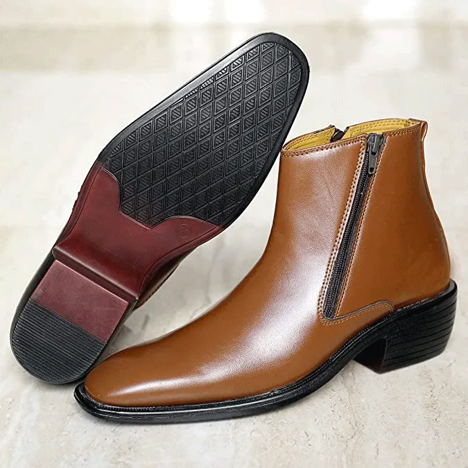 New Arrival Tan Casual Formal Zipper Ankle Boots For Men-JonasParamount