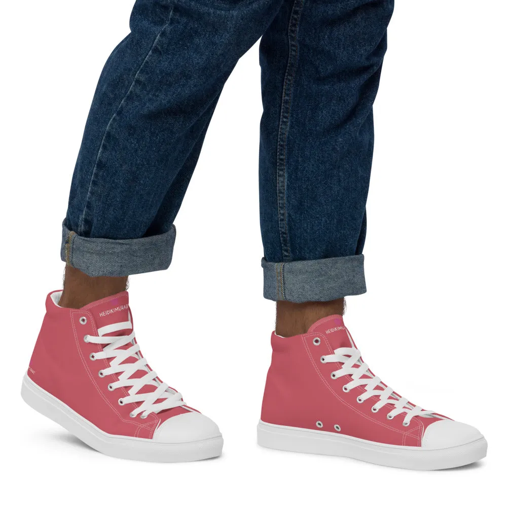 Nude Pink Men's High Top Sneakers, Modern Minimalist Best Solid Color Canvas High Top Shoes For Men