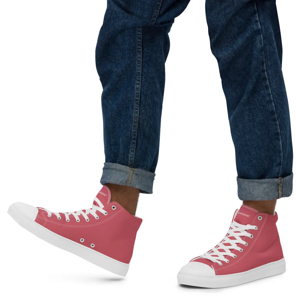 Nude Pink Men's High Top Sneakers, Modern Minimalist Best Solid Color Canvas High Top Shoes For Men