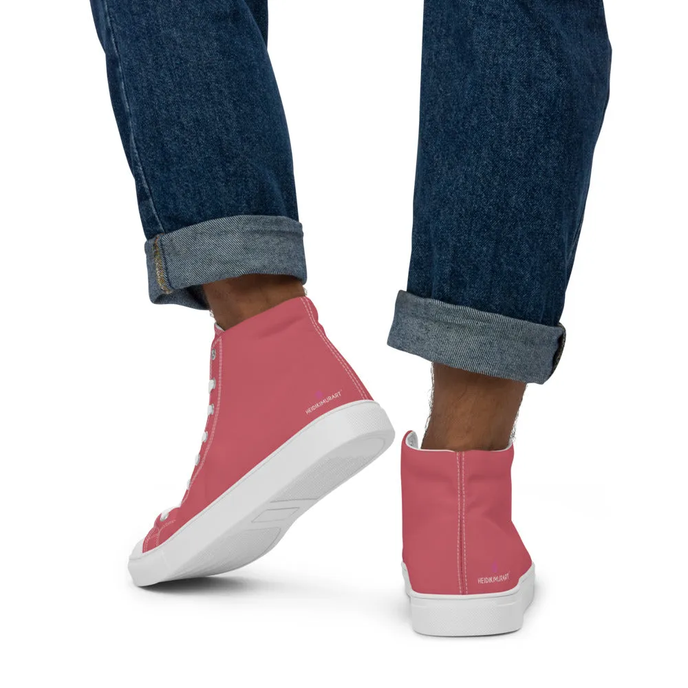 Nude Pink Men's High Top Sneakers, Modern Minimalist Best Solid Color Canvas High Top Shoes For Men