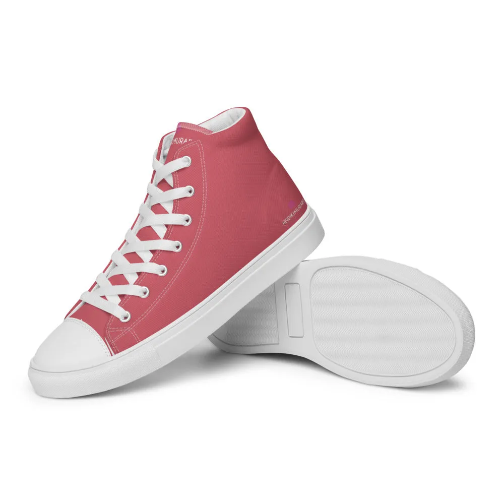 Nude Pink Men's High Top Sneakers, Modern Minimalist Best Solid Color Canvas High Top Shoes For Men