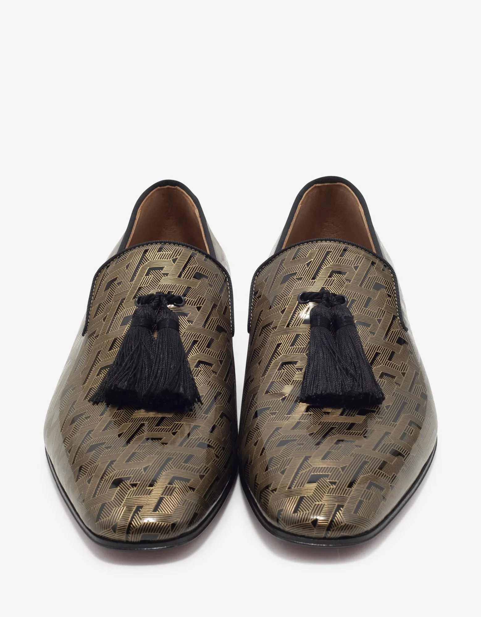 Officialito Black & Gold Patent Leather Loafers -