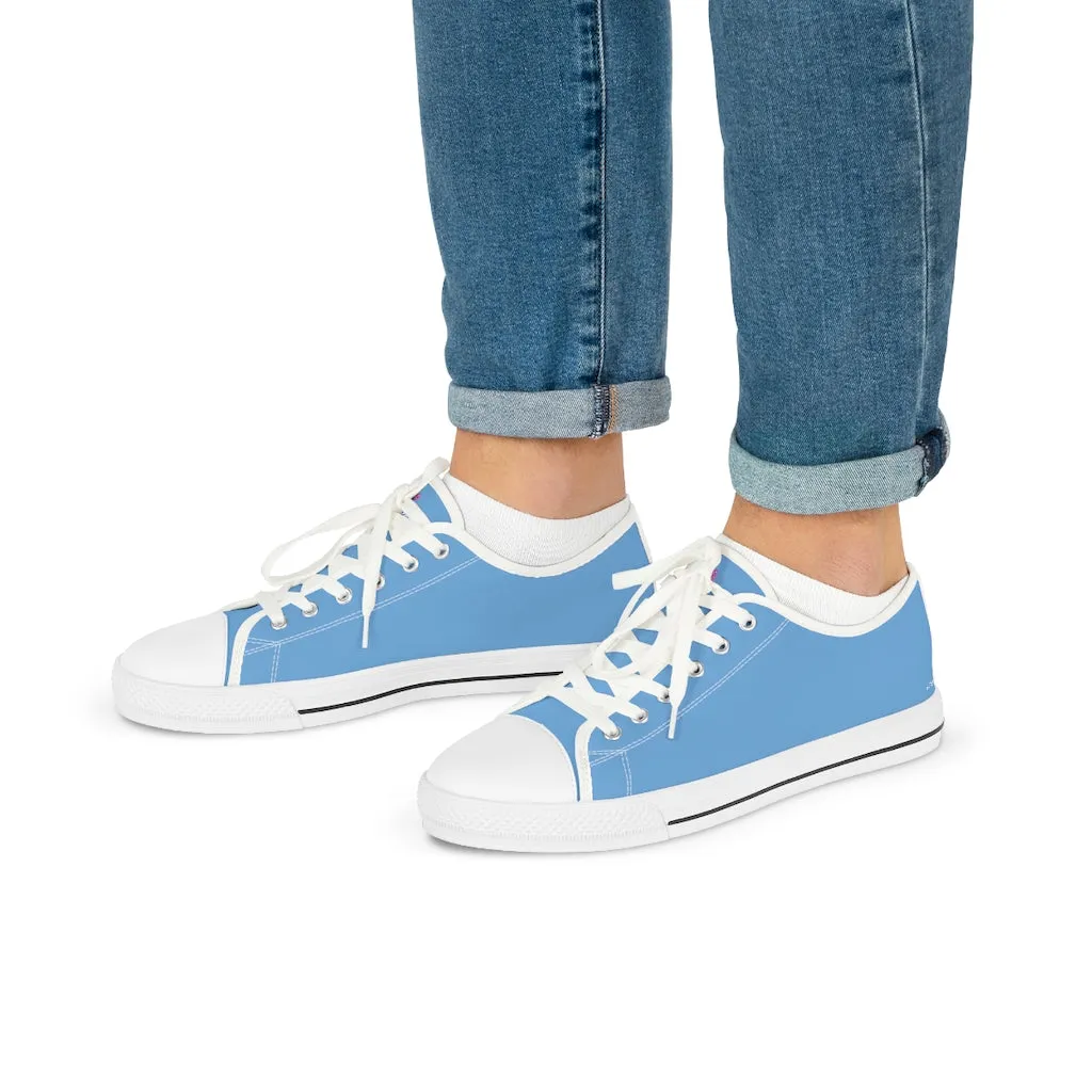 Pastel Blue Color Men's Sneakers, Best Solid Blue Color Men's Low Top Sneakers Tennis Canvas Shoes (US Size: 5-14)