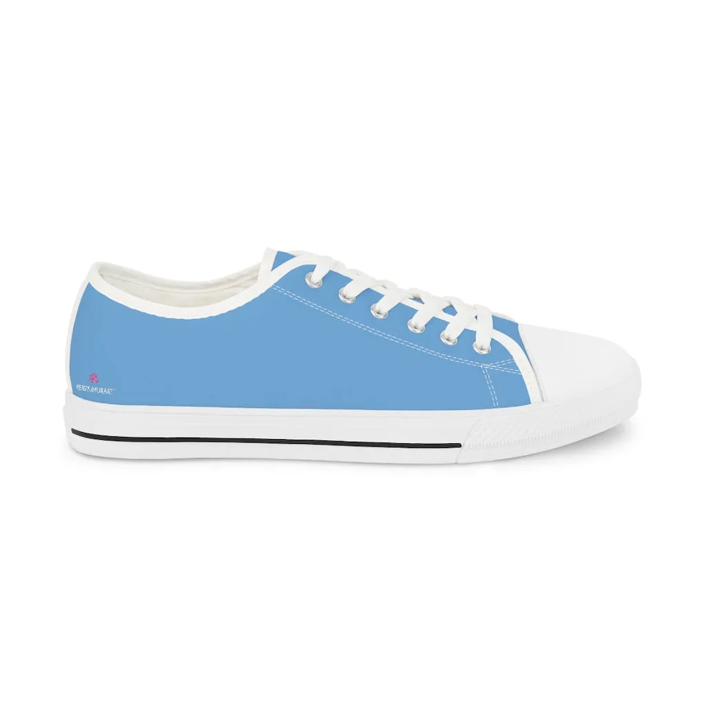 Pastel Blue Color Men's Sneakers, Best Solid Blue Color Men's Low Top Sneakers Tennis Canvas Shoes (US Size: 5-14)